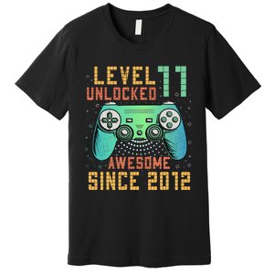 Level 11 Unlocked 11th Birthday 11 Year Old Boy Gifts Gamer Premium T-Shirt