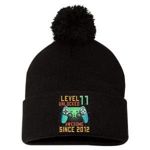 Level 11 Unlocked 11th Birthday 11 Year Old Boy Gifts Gamer Pom Pom 12in Knit Beanie