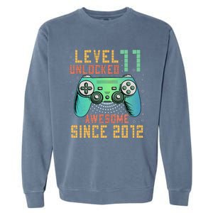 Level 11 Unlocked 11th Birthday 11 Year Old Boy Gifts Gamer Garment-Dyed Sweatshirt