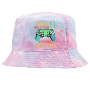 Level 11 Unlocked 11th Birthday 11 Year Old Boy Gifts Gamer Tie-Dyed Bucket Hat