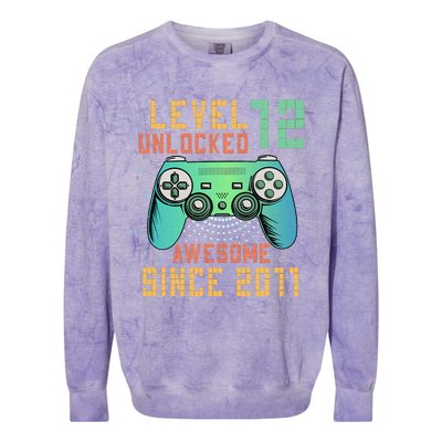 Level 12 Unlocked 12th Birthday 12 Year Old Boy Gifts Gamer Colorblast Crewneck Sweatshirt