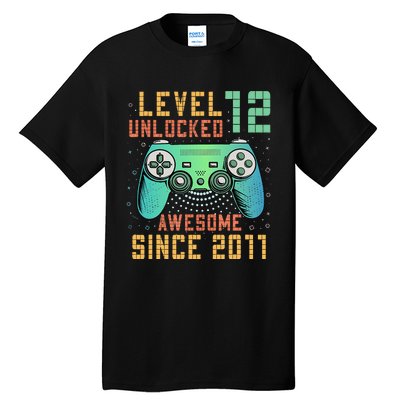 Level 12 Unlocked 12th Birthday 12 Year Old Boy Gifts Gamer Tall T-Shirt