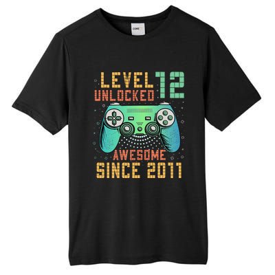 Level 12 Unlocked 12th Birthday 12 Year Old Boy Gifts Gamer Tall Fusion ChromaSoft Performance T-Shirt