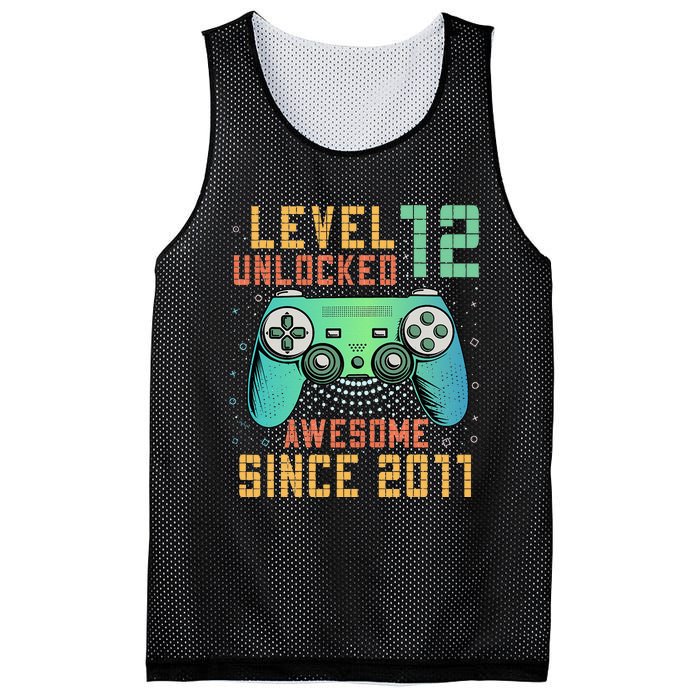 Level 12 Unlocked 12th Birthday 12 Year Old Boy Gifts Gamer Mesh Reversible Basketball Jersey Tank