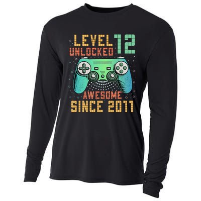 Level 12 Unlocked 12th Birthday 12 Year Old Boy Gifts Gamer Cooling Performance Long Sleeve Crew