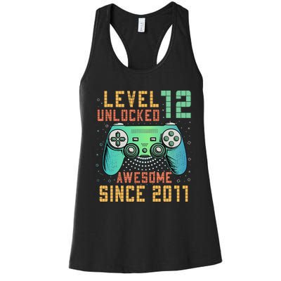 Level 12 Unlocked 12th Birthday 12 Year Old Boy Gifts Gamer Women's Racerback Tank