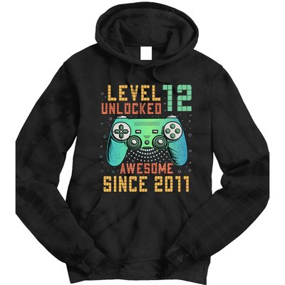 Level 12 Unlocked 12th Birthday 12 Year Old Boy Gifts Gamer Tie Dye Hoodie