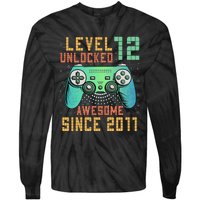 Level 12 Unlocked 12th Birthday 12 Year Old Boy Gifts Gamer Tie-Dye Long Sleeve Shirt