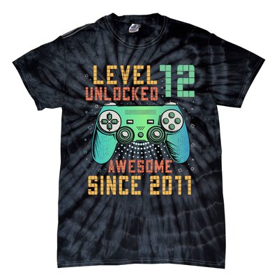 Level 12 Unlocked 12th Birthday 12 Year Old Boy Gifts Gamer Tie-Dye T-Shirt