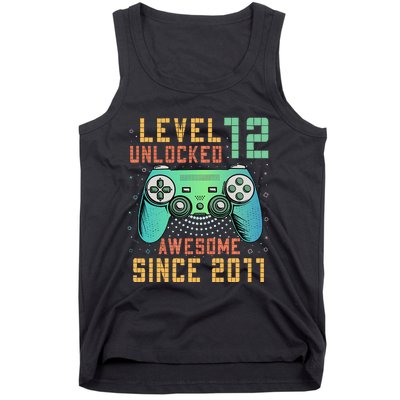 Level 12 Unlocked 12th Birthday 12 Year Old Boy Gifts Gamer Tank Top