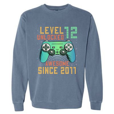 Level 12 Unlocked 12th Birthday 12 Year Old Boy Gifts Gamer Garment-Dyed Sweatshirt