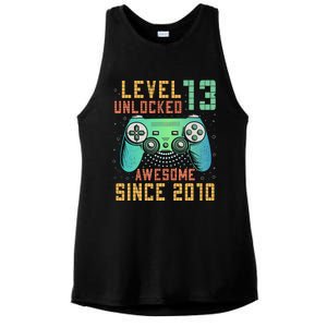 Level 13 Unlocked 13th Birthday 13 Year Old Boy Gifts Gamer Ladies PosiCharge Tri-Blend Wicking Tank