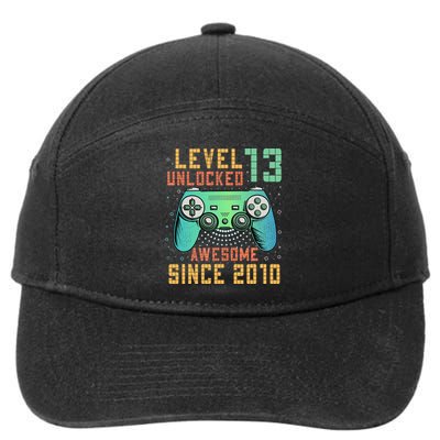 Level 13 Unlocked 13th Birthday 13 Year Old Boy Gifts Gamer 7-Panel Snapback Hat