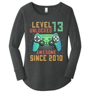 Level 13 Unlocked 13th Birthday 13 Year Old Boy Gifts Gamer Women's Perfect Tri Tunic Long Sleeve Shirt