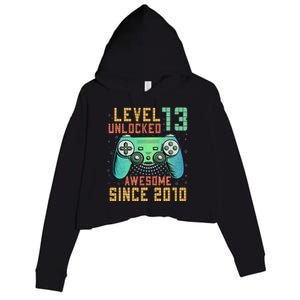 Level 13 Unlocked 13th Birthday 13 Year Old Boy Gifts Gamer Crop Fleece Hoodie