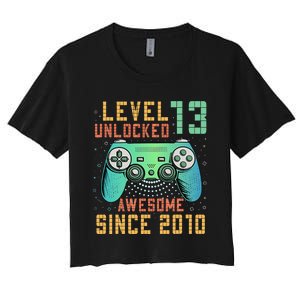 Level 13 Unlocked 13th Birthday 13 Year Old Boy Gifts Gamer Women's Crop Top Tee