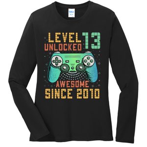 Level 13 Unlocked 13th Birthday 13 Year Old Boy Gifts Gamer Ladies Long Sleeve Shirt