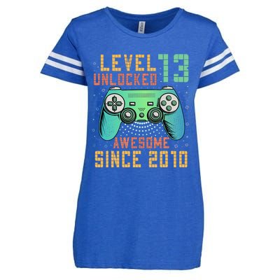 Level 13 Unlocked 13th Birthday 13 Year Old Boy Gifts Gamer Enza Ladies Jersey Football T-Shirt