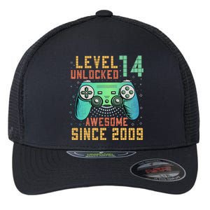 Level 14 Unlocked 14th Birthday 14 Year Old Boy Gifts Gamer Flexfit Unipanel Trucker Cap