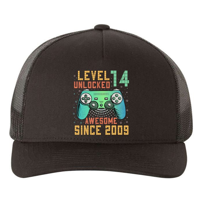 Level 14 Unlocked 14th Birthday 14 Year Old Boy Gifts Gamer Yupoong Adult 5-Panel Trucker Hat