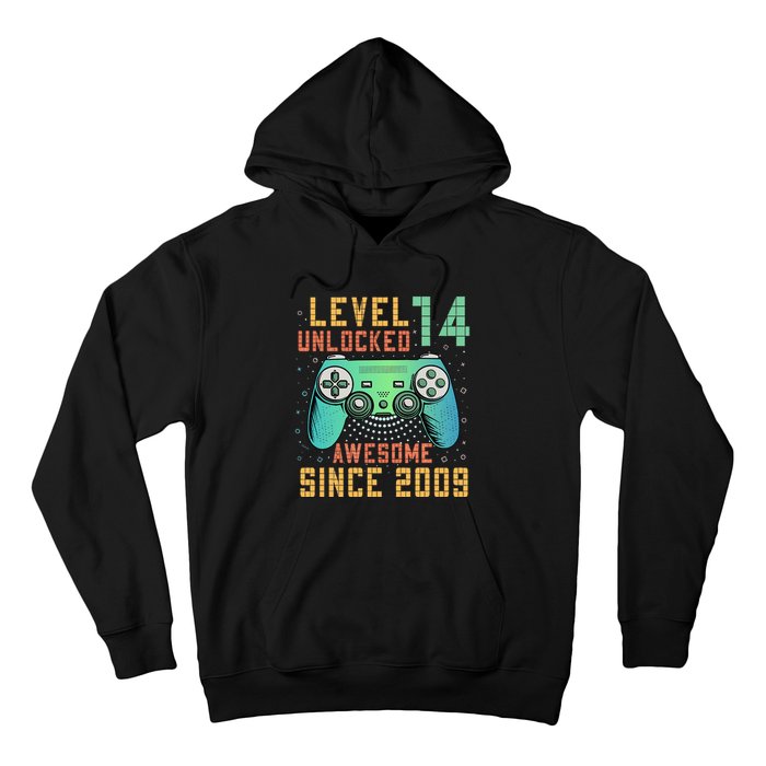 Level 14 Unlocked 14th Birthday 14 Year Old Boy Gifts Gamer Hoodie