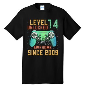 Level 14 Unlocked 14th Birthday 14 Year Old Boy Gifts Gamer Tall T-Shirt