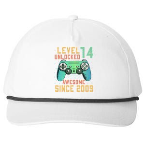 Level 14 Unlocked 14th Birthday 14 Year Old Boy Gifts Gamer Snapback Five-Panel Rope Hat