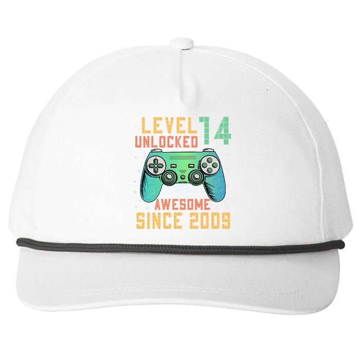 Level 14 Unlocked 14th Birthday 14 Year Old Boy Gifts Gamer Snapback Five-Panel Rope Hat