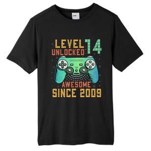 Level 14 Unlocked 14th Birthday 14 Year Old Boy Gifts Gamer Tall Fusion ChromaSoft Performance T-Shirt