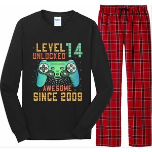 Level 14 Unlocked 14th Birthday 14 Year Old Boy Gifts Gamer Long Sleeve Pajama Set