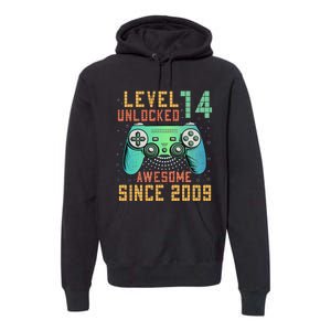 Level 14 Unlocked 14th Birthday 14 Year Old Boy Gifts Gamer Premium Hoodie