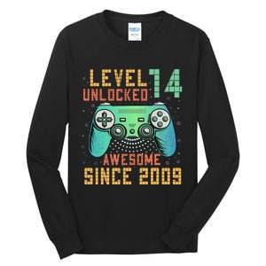 Level 14 Unlocked 14th Birthday 14 Year Old Boy Gifts Gamer Tall Long Sleeve T-Shirt