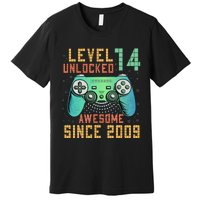 Level 14 Unlocked 14th Birthday 14 Year Old Boy Gifts Gamer Premium T-Shirt