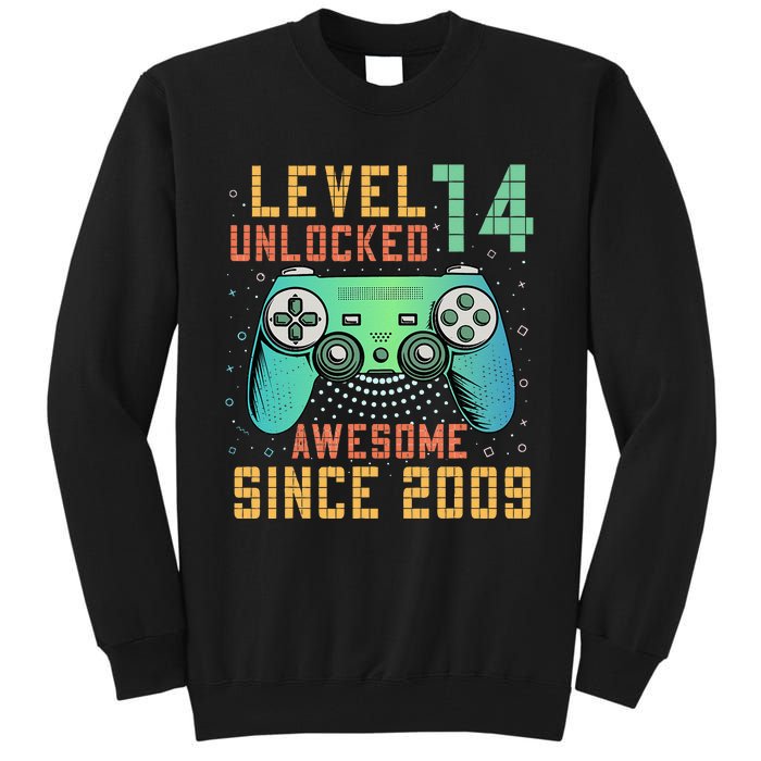 Level 14 Unlocked 14th Birthday 14 Year Old Boy Gifts Gamer Tall Sweatshirt