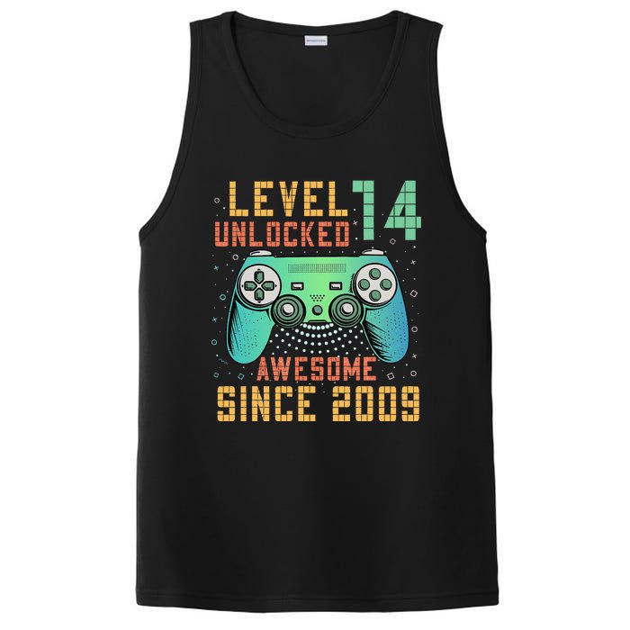 Level 14 Unlocked 14th Birthday 14 Year Old Boy Gifts Gamer PosiCharge Competitor Tank