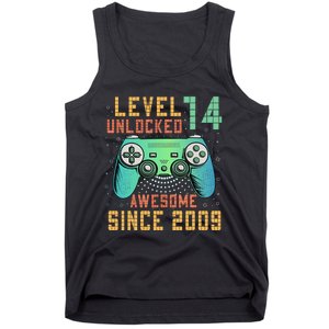 Level 14 Unlocked 14th Birthday 14 Year Old Boy Gifts Gamer Tank Top