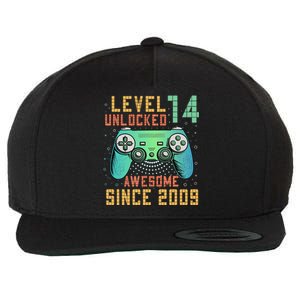 Level 14 Unlocked 14th Birthday 14 Year Old Boy Gifts Gamer Wool Snapback Cap