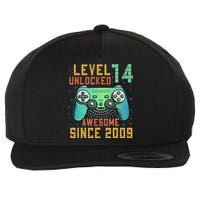 Level 14 Unlocked 14th Birthday 14 Year Old Boy Gifts Gamer Wool Snapback Cap