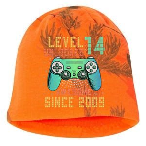 Level 14 Unlocked 14th Birthday 14 Year Old Boy Gifts Gamer Kati - Camo Knit Beanie