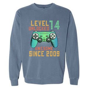 Level 14 Unlocked 14th Birthday 14 Year Old Boy Gifts Gamer Garment-Dyed Sweatshirt