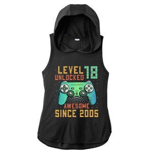 Level 18 Unlocked 18th Birthday 18 Year Old Boy Gifts Gamer Ladies PosiCharge Tri-Blend Wicking Draft Hoodie Tank