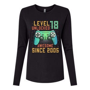 Level 18 Unlocked 18th Birthday 18 Year Old Boy Gifts Gamer Womens Cotton Relaxed Long Sleeve T-Shirt