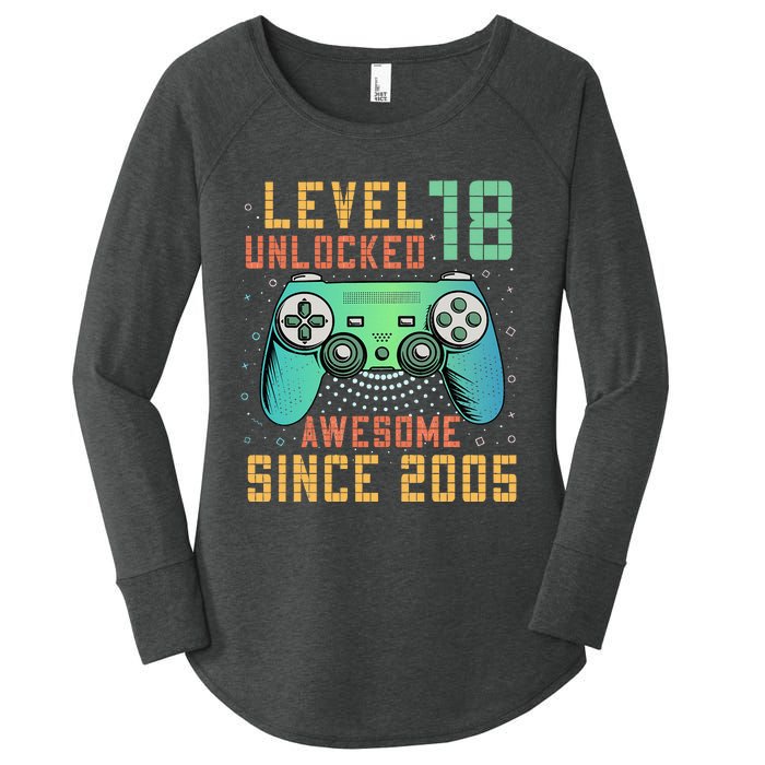 Level 18 Unlocked 18th Birthday 18 Year Old Boy Gifts Gamer Women's Perfect Tri Tunic Long Sleeve Shirt