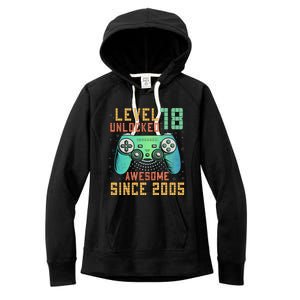 Level 18 Unlocked 18th Birthday 18 Year Old Boy Gifts Gamer Women's Fleece Hoodie