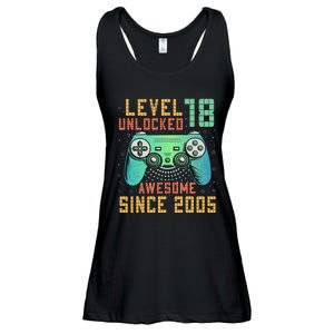 Level 18 Unlocked 18th Birthday 18 Year Old Boy Gifts Gamer Ladies Essential Flowy Tank