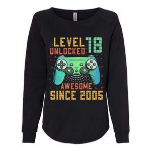 Level 18 Unlocked 18th Birthday 18 Year Old Boy Gifts Gamer Womens California Wash Sweatshirt