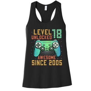 Level 18 Unlocked 18th Birthday 18 Year Old Boy Gifts Gamer Women's Racerback Tank