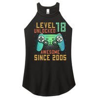 Level 18 Unlocked 18th Birthday 18 Year Old Boy Gifts Gamer Women's Perfect Tri Rocker Tank