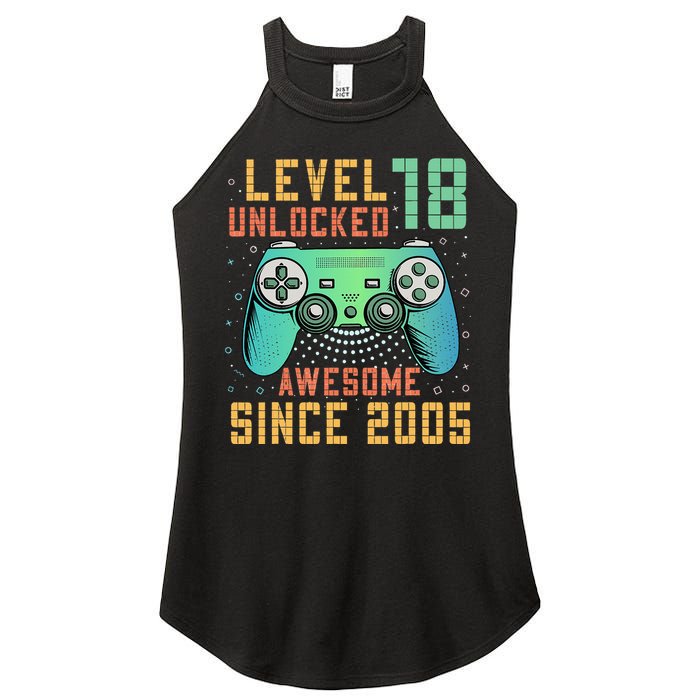 Level 18 Unlocked 18th Birthday 18 Year Old Boy Gifts Gamer Women's Perfect Tri Rocker Tank