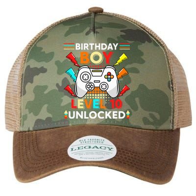 Level 10 Unlocked Video Gamer 10th Birthday Gamer . Legacy Tie Dye Trucker Hat